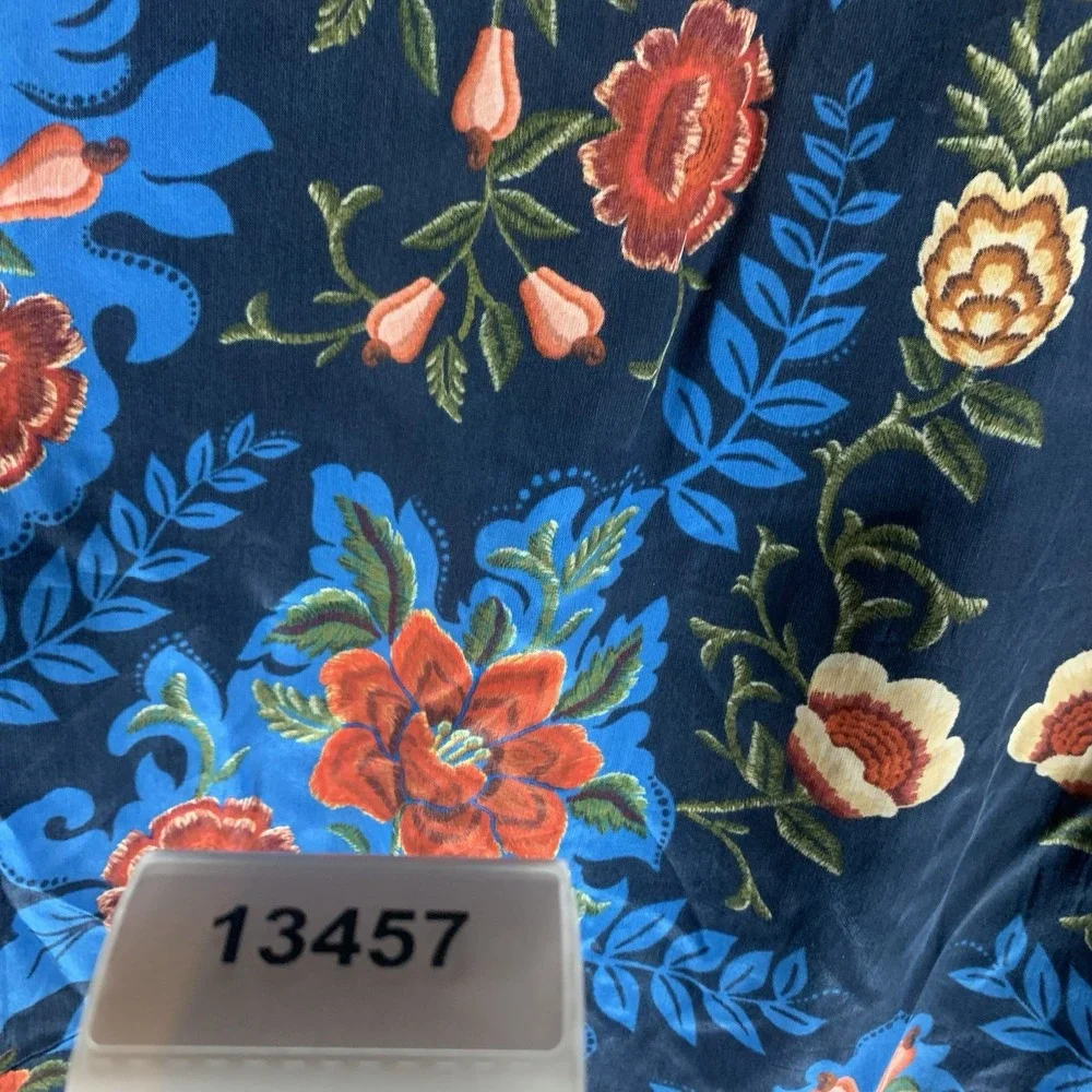Farm Rio Women's Dress XL Arabesque Floral Blue Maxi Button Shirt‎ 3/4 Sleeve - Picture 15 of 15